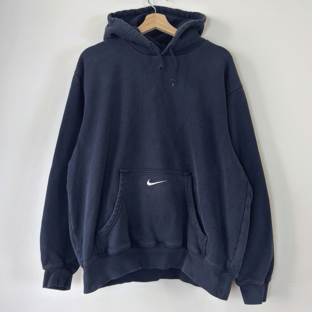 Vintage 2000's Nike Center Swoosh Pocket Embroidered y2k Black Hoodie - M/L